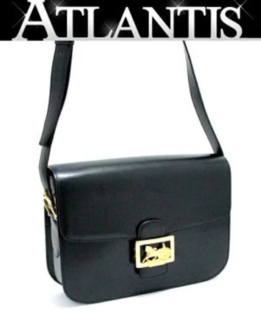 Celine Carriage Shoulder Bag Calf Leather Black